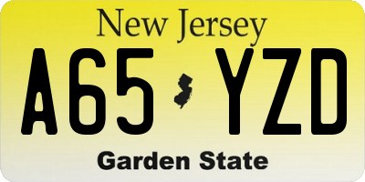 NJ license plate A65YZD