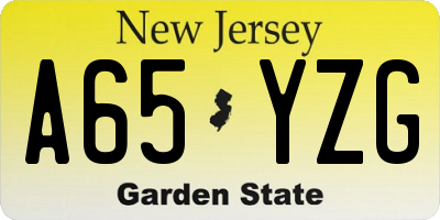 NJ license plate A65YZG