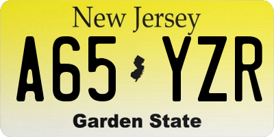 NJ license plate A65YZR