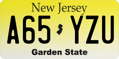 NJ license plate A65YZU