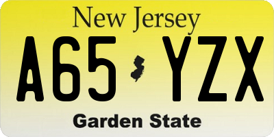 NJ license plate A65YZX