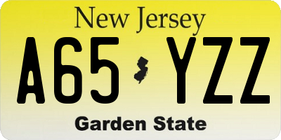 NJ license plate A65YZZ