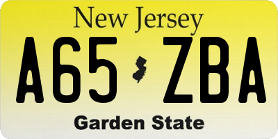 NJ license plate A65ZBA