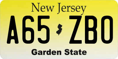 NJ license plate A65ZBO