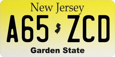NJ license plate A65ZCD