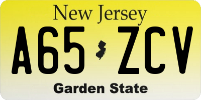 NJ license plate A65ZCV