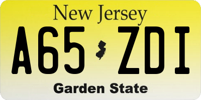 NJ license plate A65ZDI