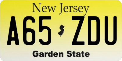 NJ license plate A65ZDU