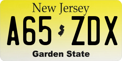 NJ license plate A65ZDX