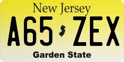 NJ license plate A65ZEX