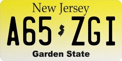 NJ license plate A65ZGI