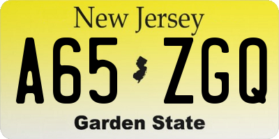 NJ license plate A65ZGQ