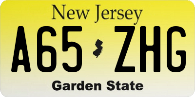 NJ license plate A65ZHG