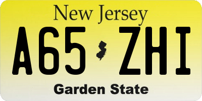 NJ license plate A65ZHI