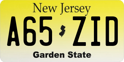 NJ license plate A65ZID