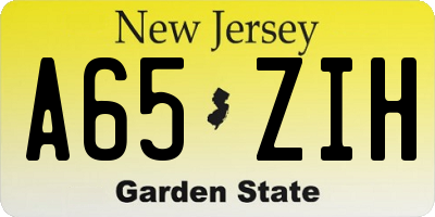 NJ license plate A65ZIH