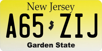 NJ license plate A65ZIJ