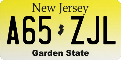 NJ license plate A65ZJL