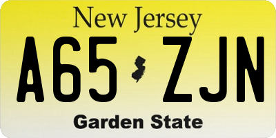 NJ license plate A65ZJN