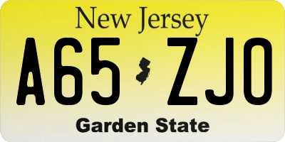 NJ license plate A65ZJO