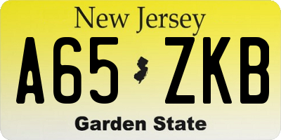 NJ license plate A65ZKB