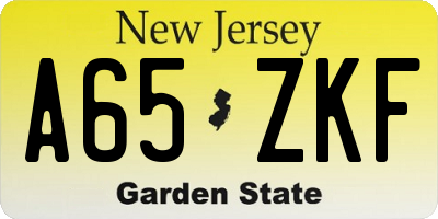 NJ license plate A65ZKF