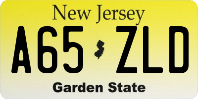 NJ license plate A65ZLD
