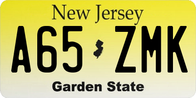 NJ license plate A65ZMK