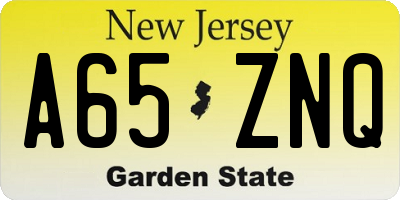 NJ license plate A65ZNQ