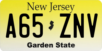 NJ license plate A65ZNV