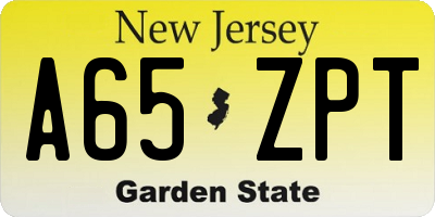 NJ license plate A65ZPT