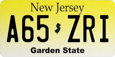 NJ license plate A65ZRI
