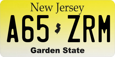 NJ license plate A65ZRM