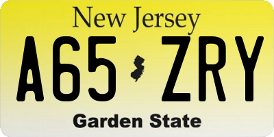 NJ license plate A65ZRY
