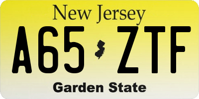 NJ license plate A65ZTF