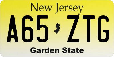 NJ license plate A65ZTG