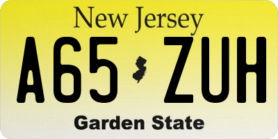 NJ license plate A65ZUH