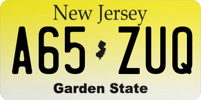 NJ license plate A65ZUQ