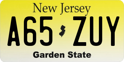 NJ license plate A65ZUY