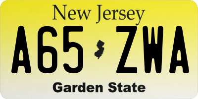 NJ license plate A65ZWA