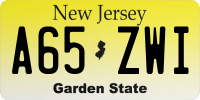 NJ license plate A65ZWI
