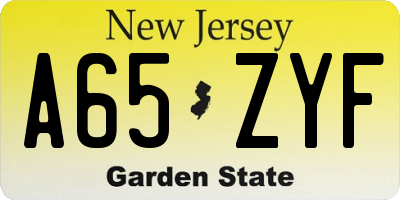 NJ license plate A65ZYF