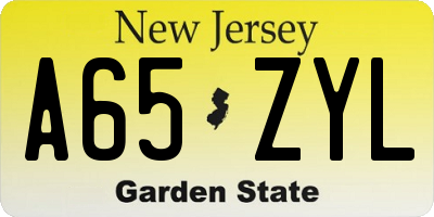 NJ license plate A65ZYL