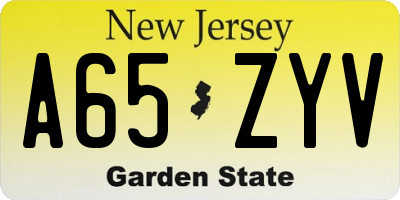 NJ license plate A65ZYV