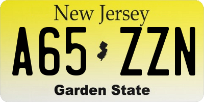 NJ license plate A65ZZN