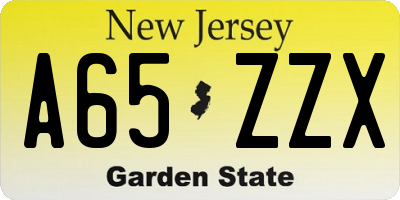 NJ license plate A65ZZX