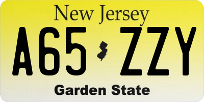 NJ license plate A65ZZY