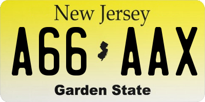 NJ license plate A66AAX