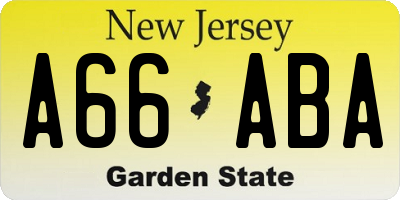 NJ license plate A66ABA