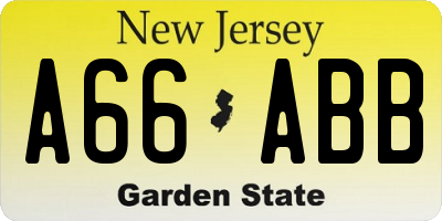 NJ license plate A66ABB